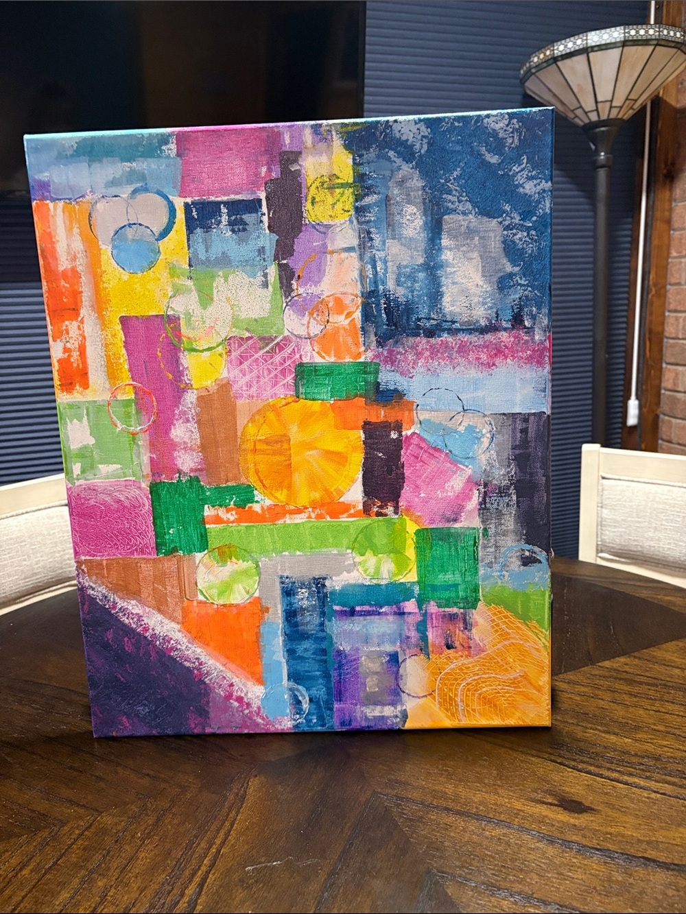 Abstract Geometric Canvas Art in Multicolor